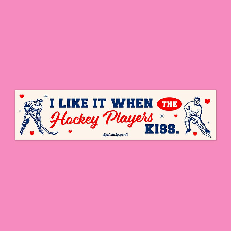 Hockey Players Kiss Bumper Sticker