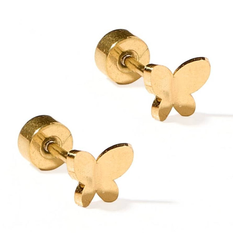 Billie Butterfly Gold Screwback Stud Earrings