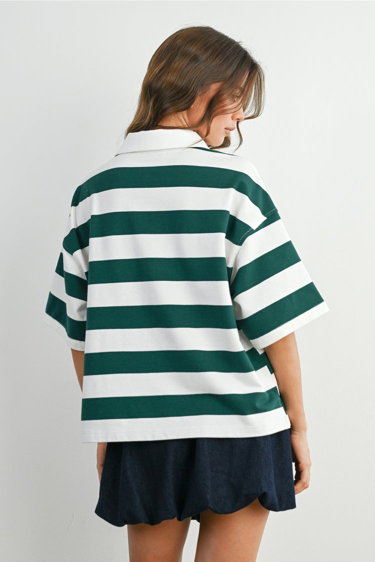 Striped Oversized Polo Shirt