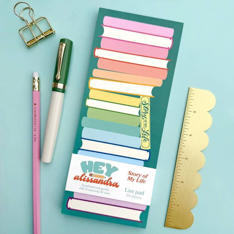 Story of My Life Book Stack List Notepad