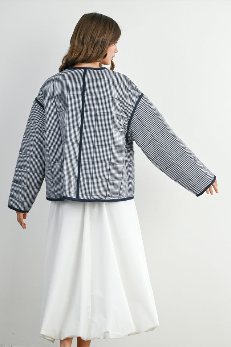 Gingham Quilted Puffer Jacket