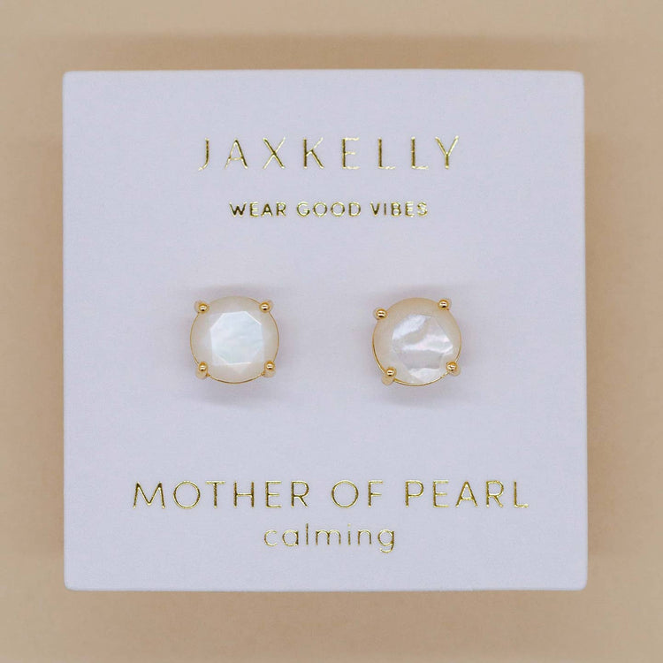 Round Pearl Gemstone Earrings