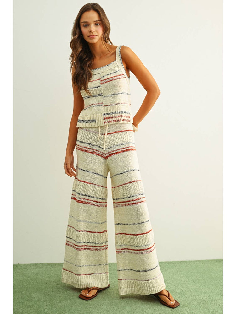Multi Color Stripe Pattern Knit Pants