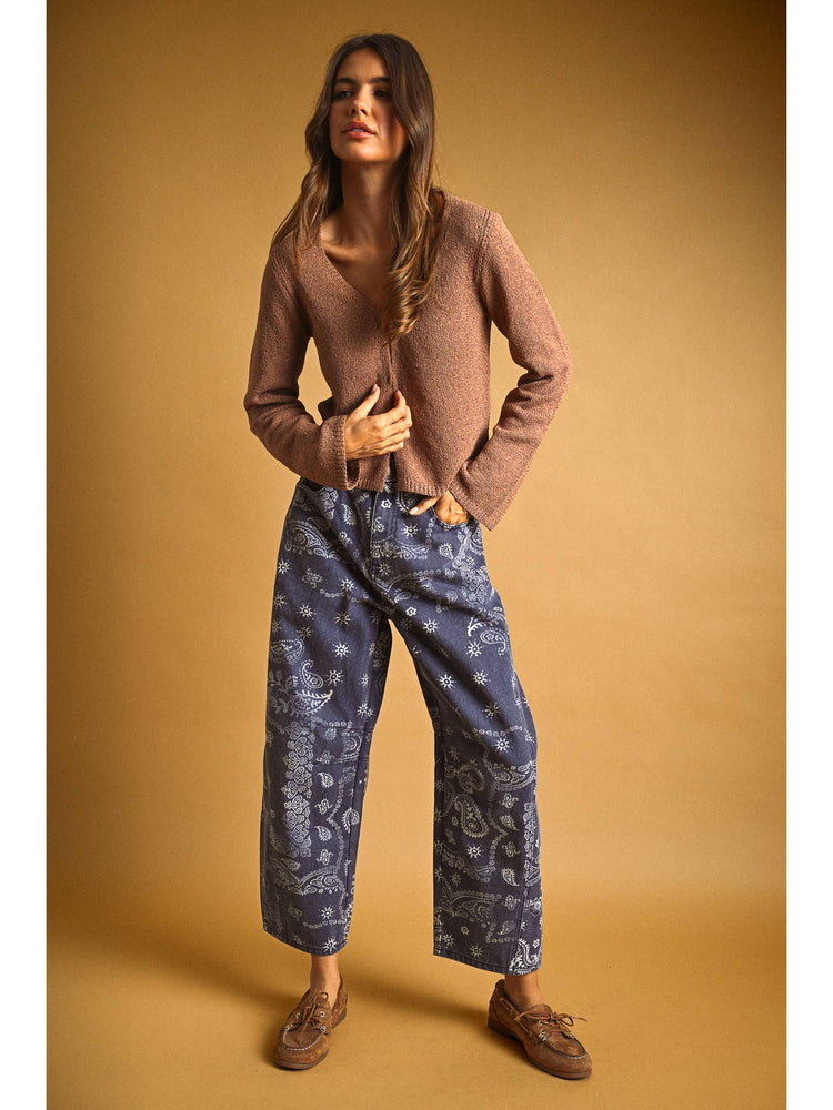 Paisley Print Washed Pants