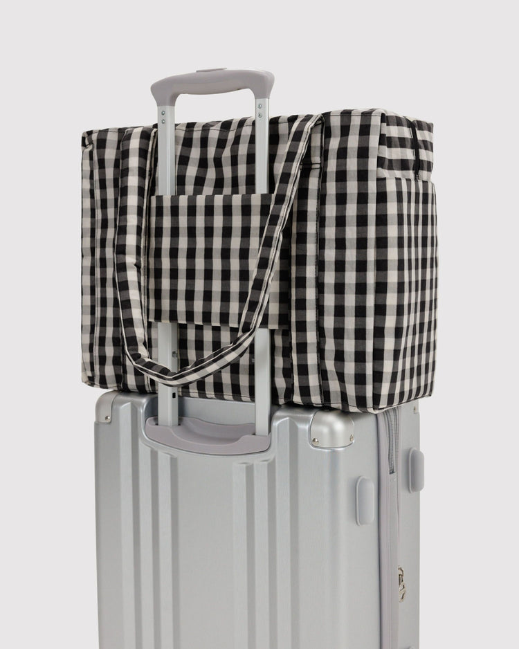 Baggu Small Cloud Carry On in Black And Cream Gingham