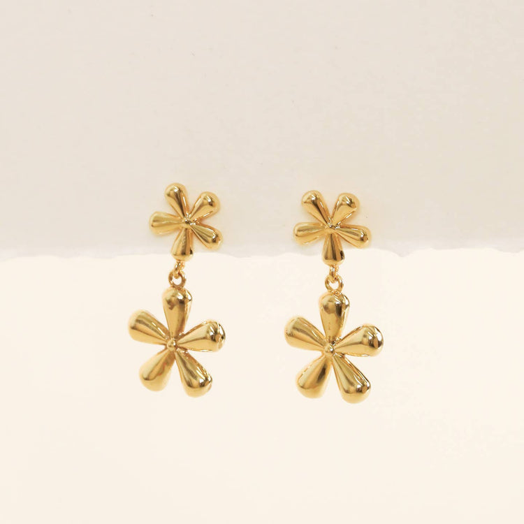 JaxKelly Double Daisy Gold Earrings