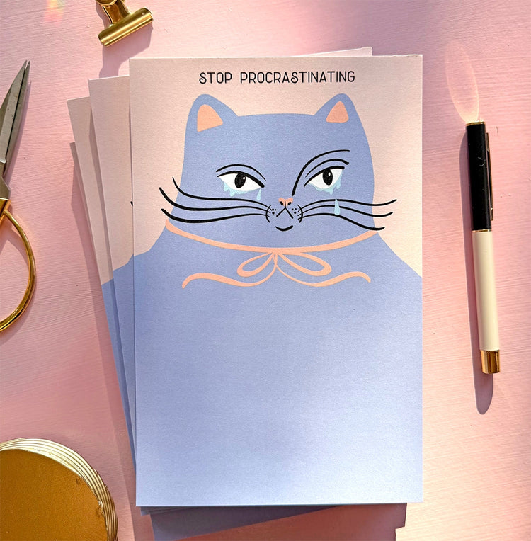 Stop Procrastinating Crying Cat Notepad
