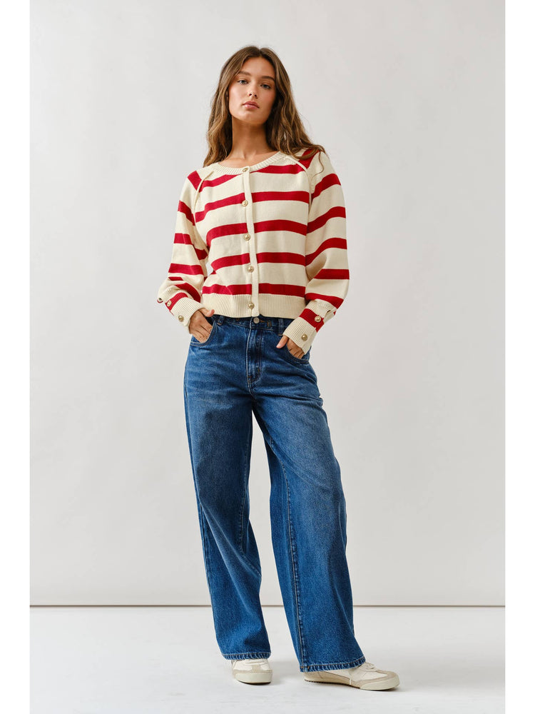 Stripe Reglan Sweater Cardigan