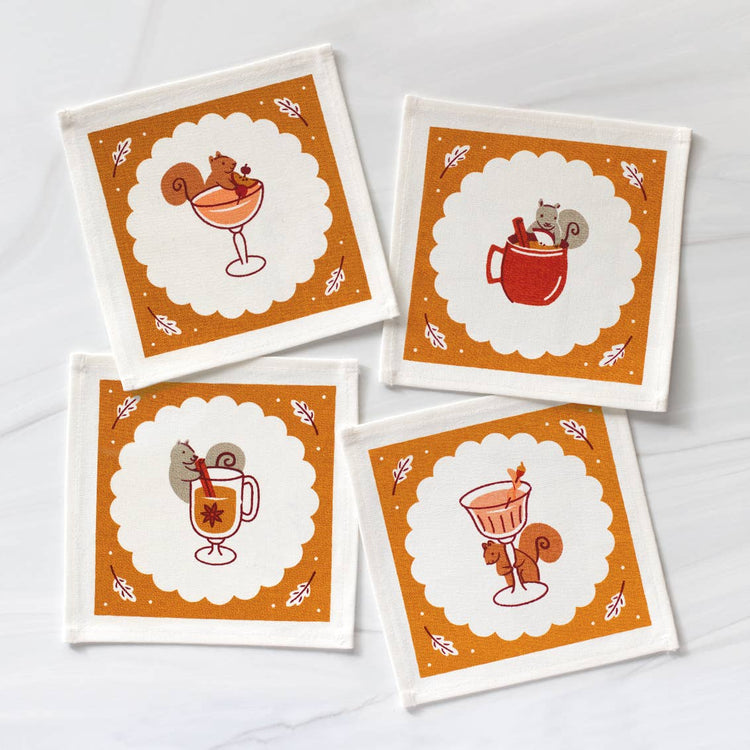 Squirrel Drinks Cocktail Napkin Set