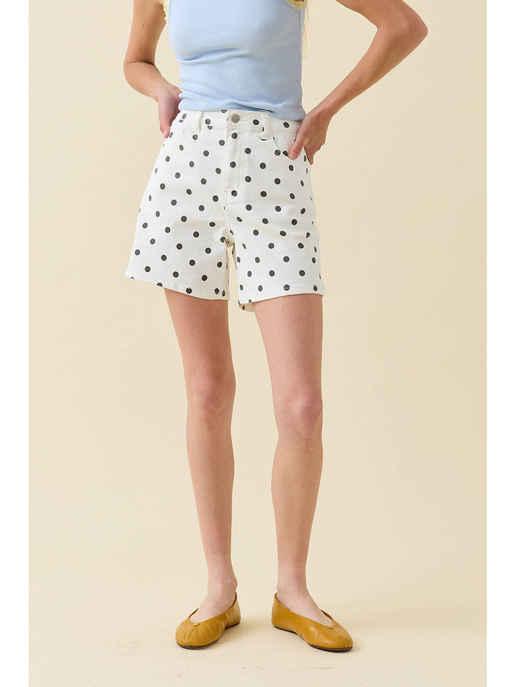 Polka Dot Denim Shorts