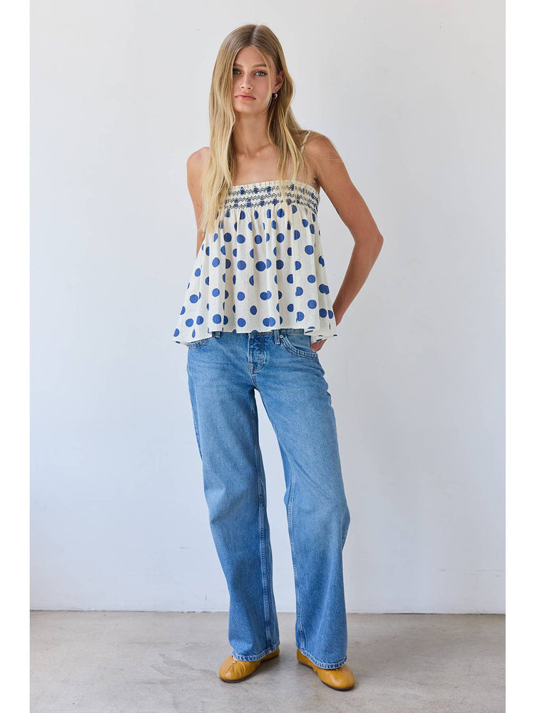 Polka Dot Smocked Cami Top