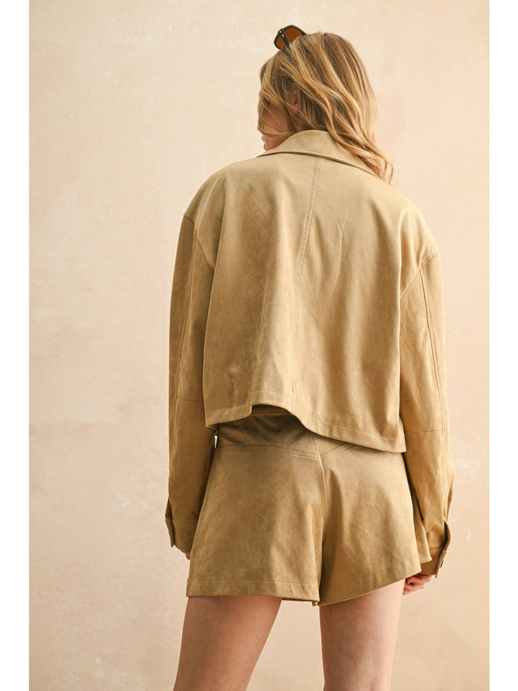 Camel Faux Suede Jacket