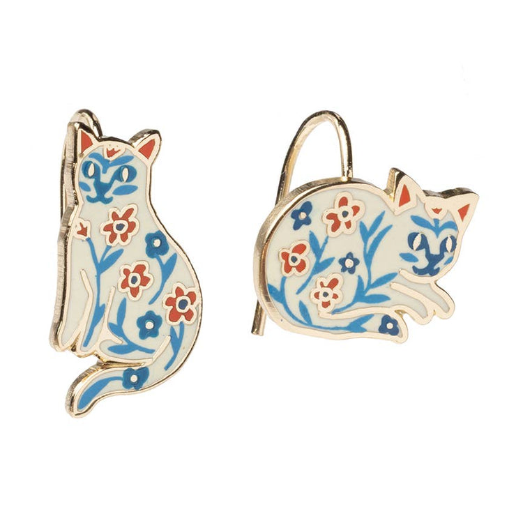 Floral Cats Earrings
