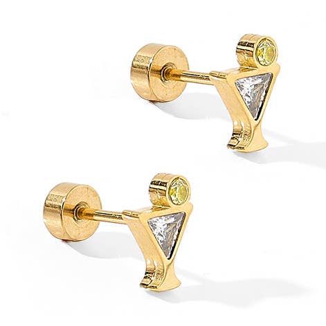 Martini Screwback Stud Earrings