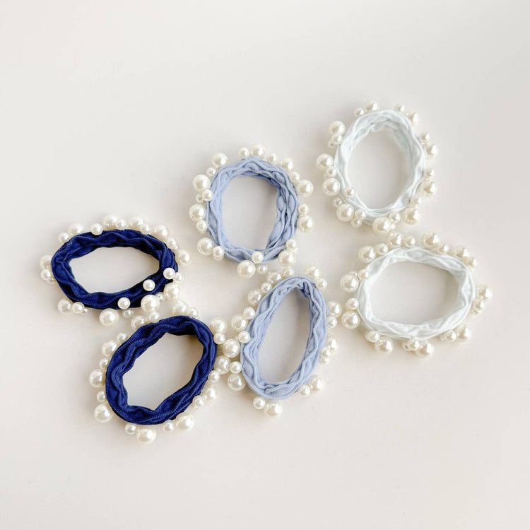 Coastal Textured Seamless Pearl Hair Tie Set
