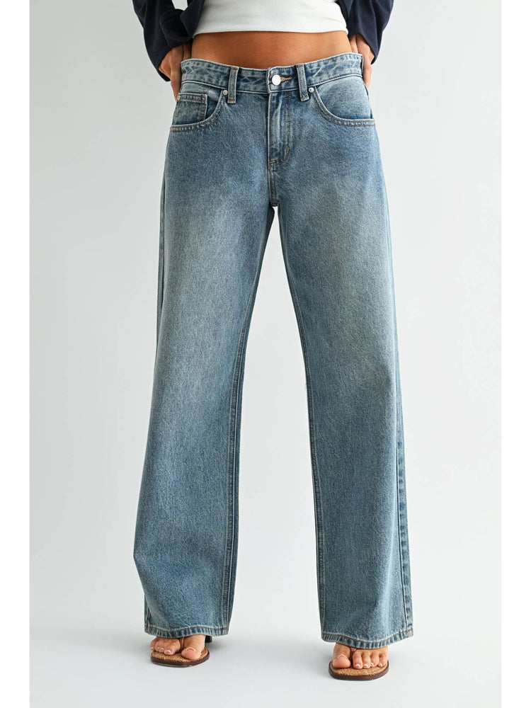 Non Stretch Baggy Wide Leg Denim Jeans