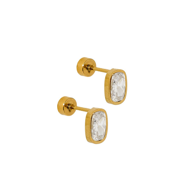 Kay Screwback Stud Earrings in Clear