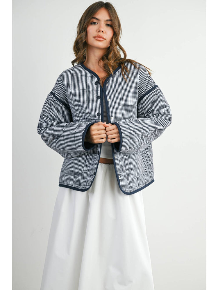 Gingham Quilted Puffer Jacket