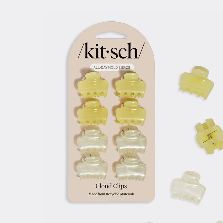 Mini Jelly Cloud Clips 8pc Set - Pearlized Cream & Butter Yellow