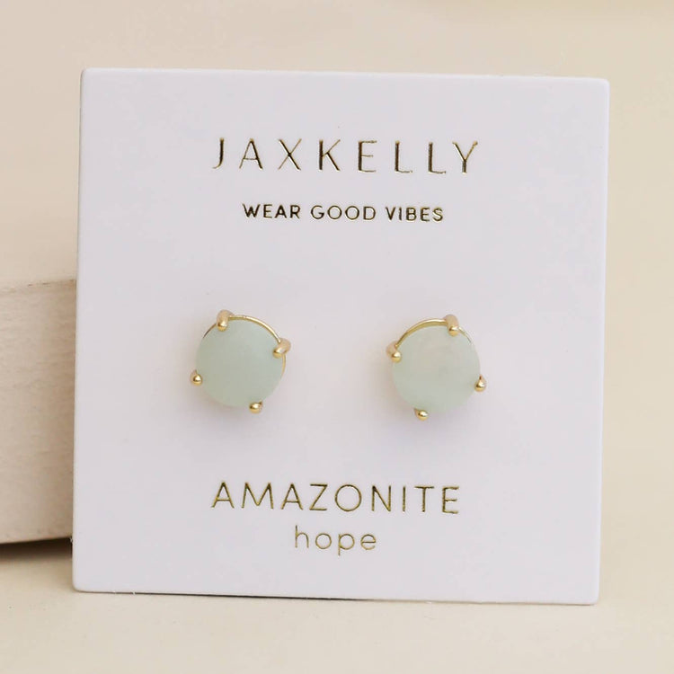Round Amazonite Gemstone Earrings