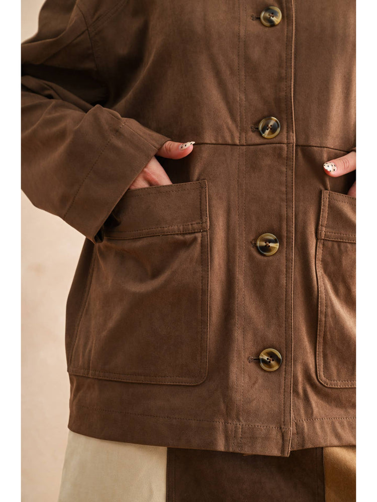 Suede Button Front Jacket