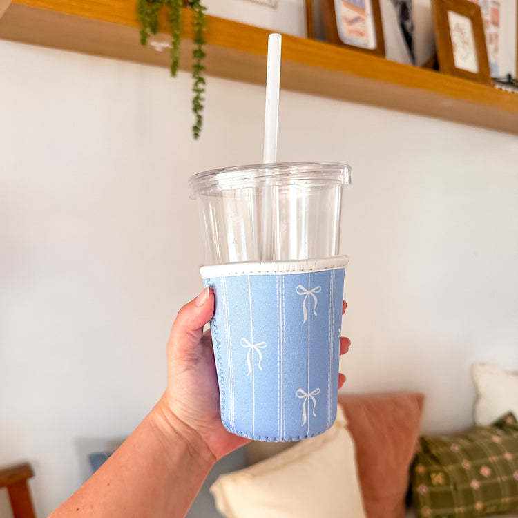 Blue Bows Iced Coffee Sleeve