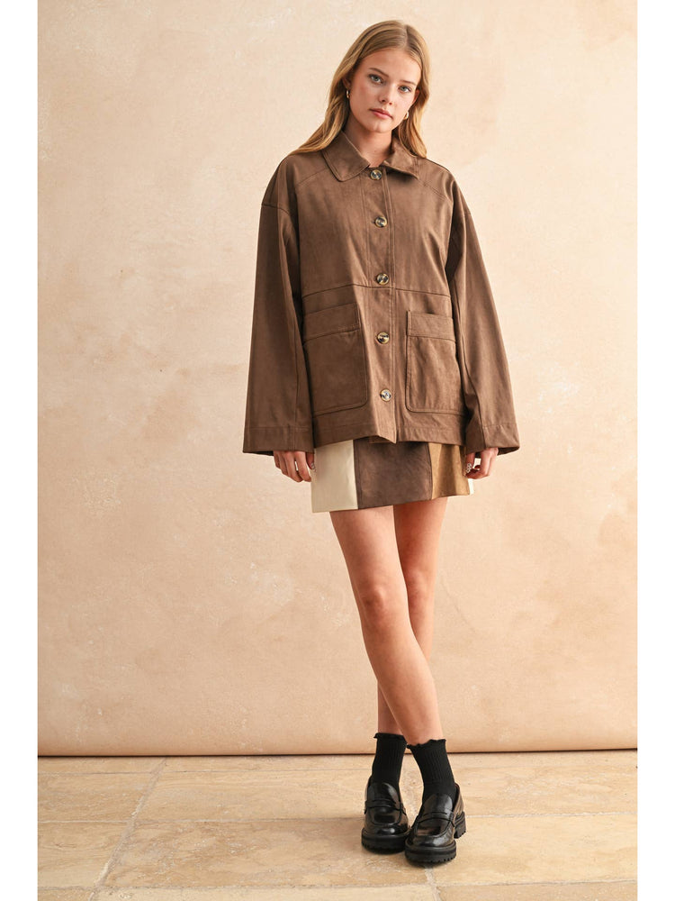 Suede Button Front Jacket