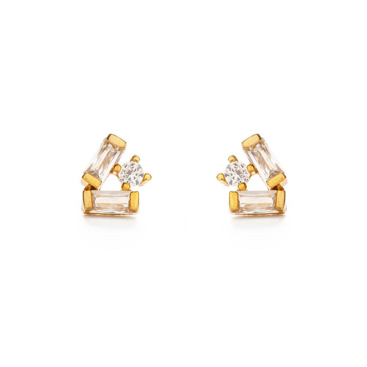 Baguette Crystal Cluster Stud Earrings