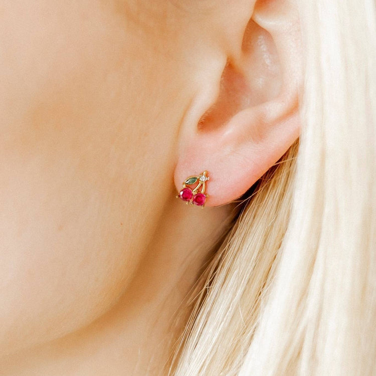 Cherry Screwback Stud Earrings