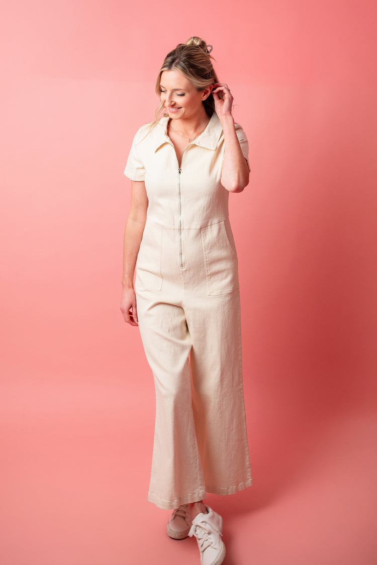 Clear Eyes Denim Zip Up Jumpsuit