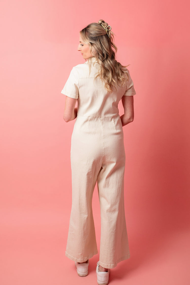 Clear Eyes Denim Zip Up Jumpsuit