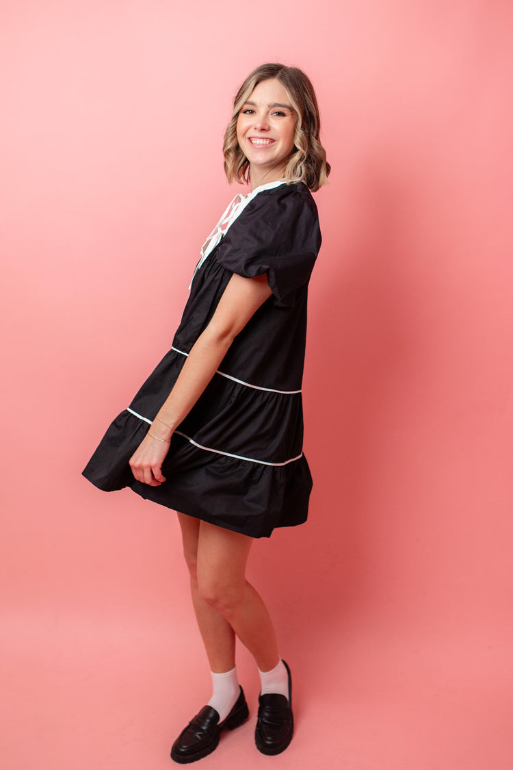 Contrast Detail Mini Dress