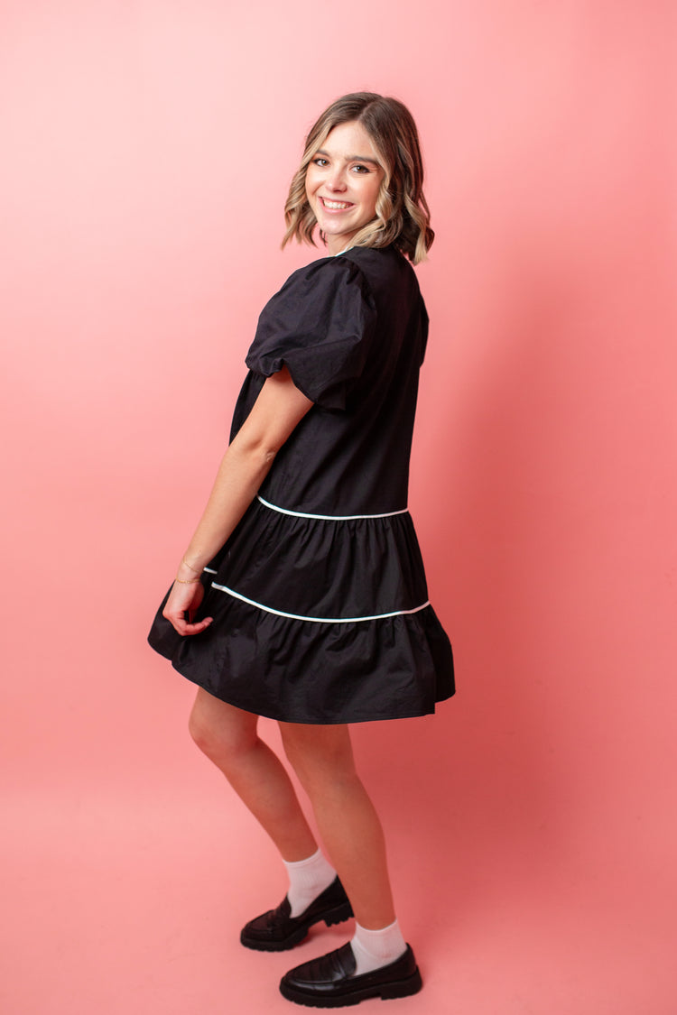 Contrast Detail Mini Dress