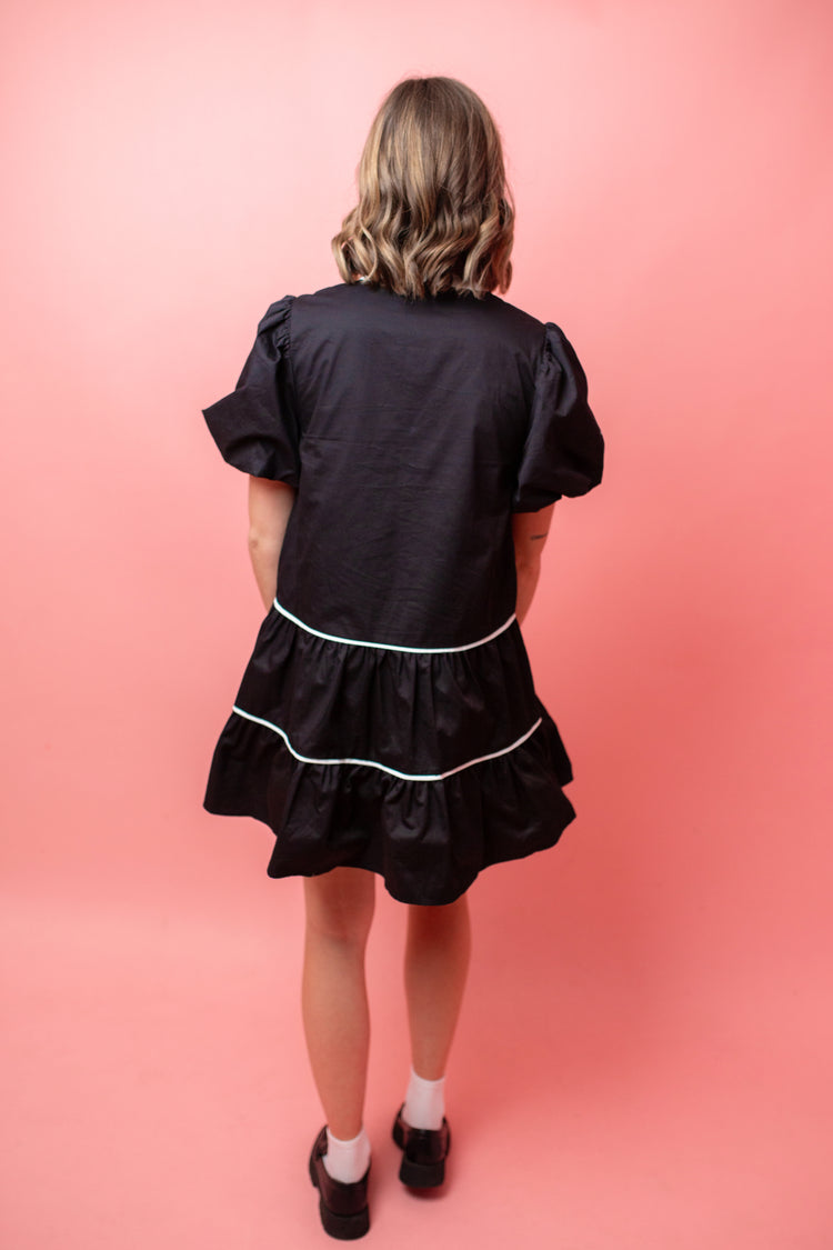 Contrast Detail Mini Dress