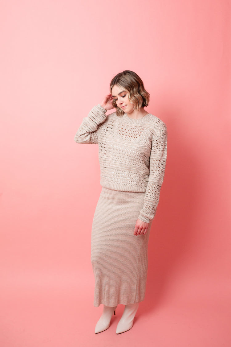 Z Supply Mykonos Midi Skirt in Oatmeal Heather