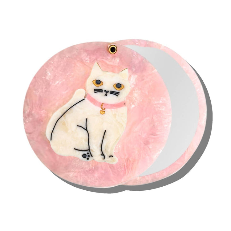 Hand-Painted Kawaii Cat Compact Mirror