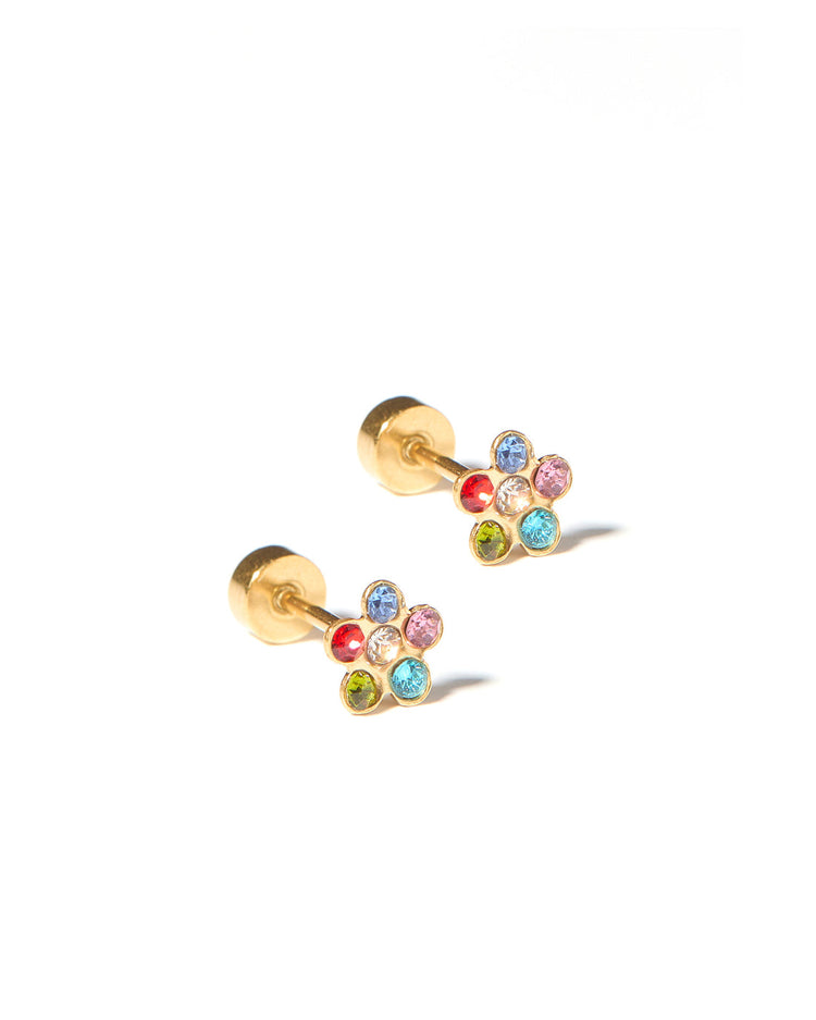 Lyla Flower Screwback Stud Multicolor