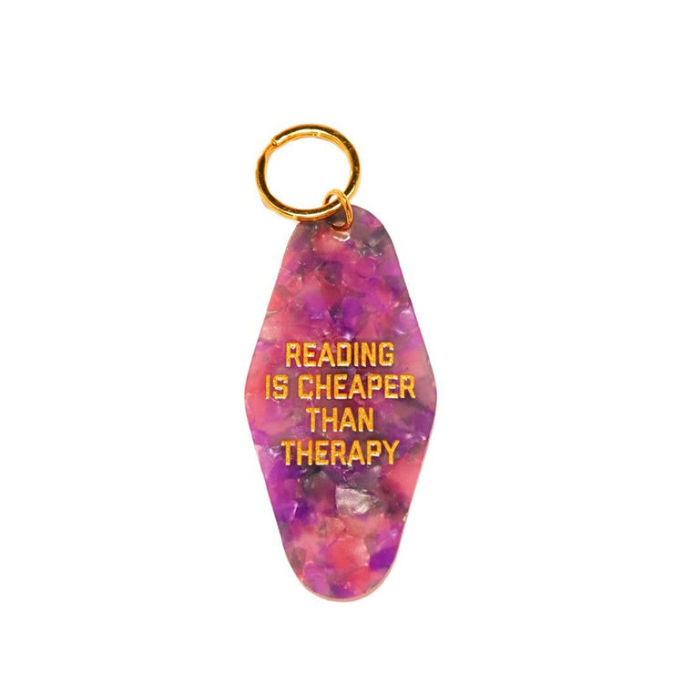 Reading Is Cheaper Than Therapy Motel Keychain