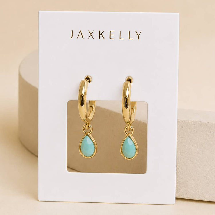 JaxKelly Teardrop Charm Hoop - Amazonite