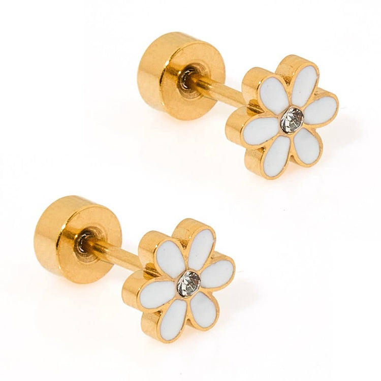 Alli Screwback Stud in White