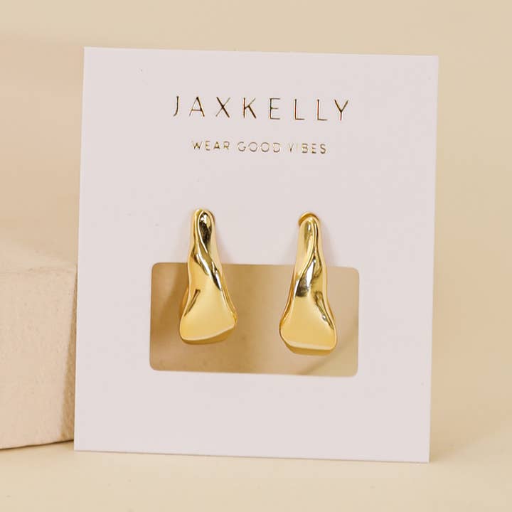 JaxKelly Small Ripple Gold Hoop Earrings