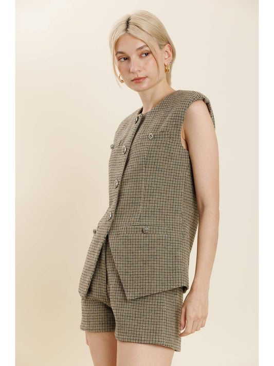 Tweed Button Up Vest