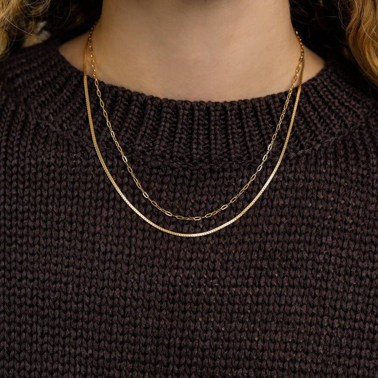 Waterproof Gold Double Layer Paperclip Necklace