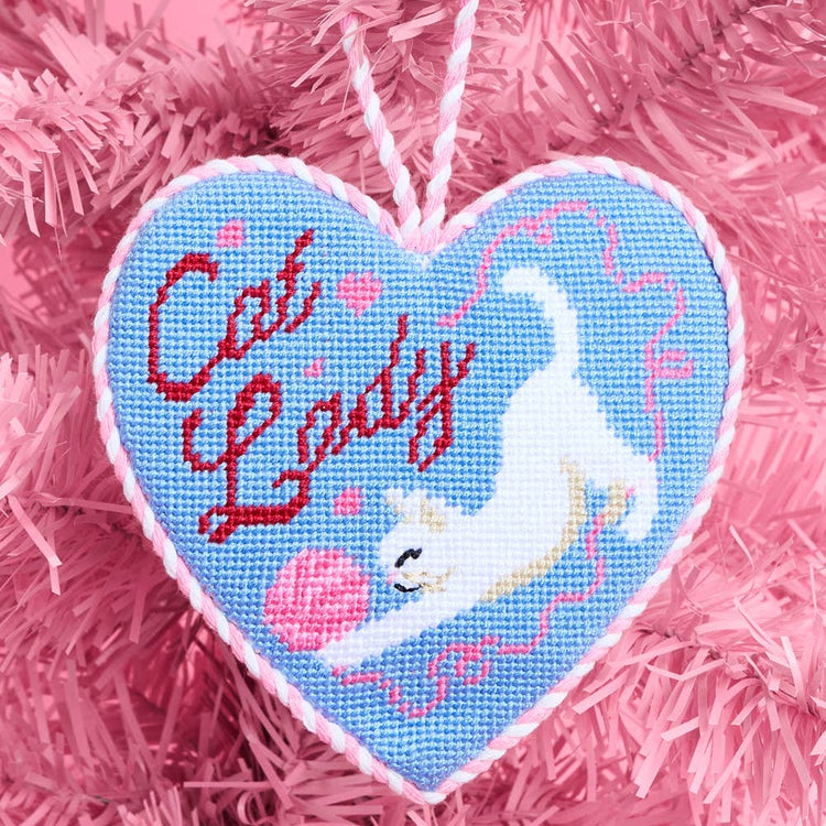 Cat Lady Needlepoint Ornament