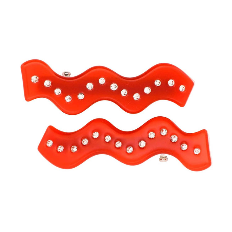 Squiggle Clips in Sparkly Red