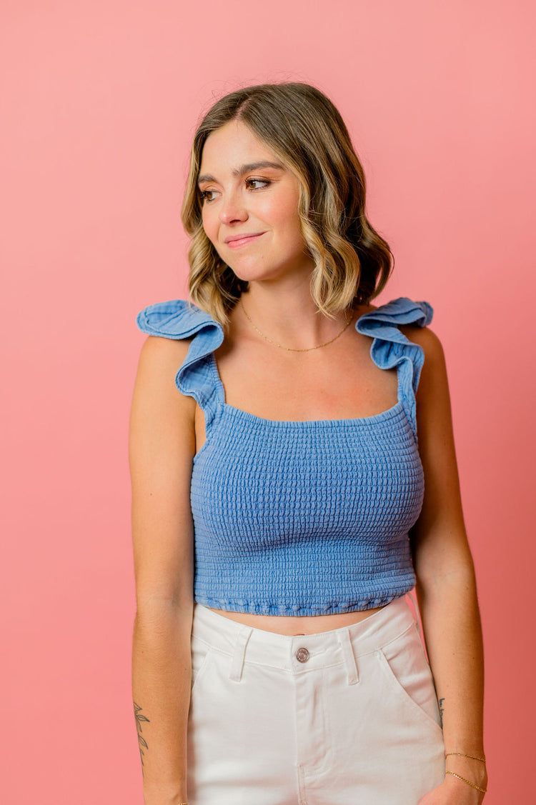Z Supply Hera Gauze Top in Deep Indigo
