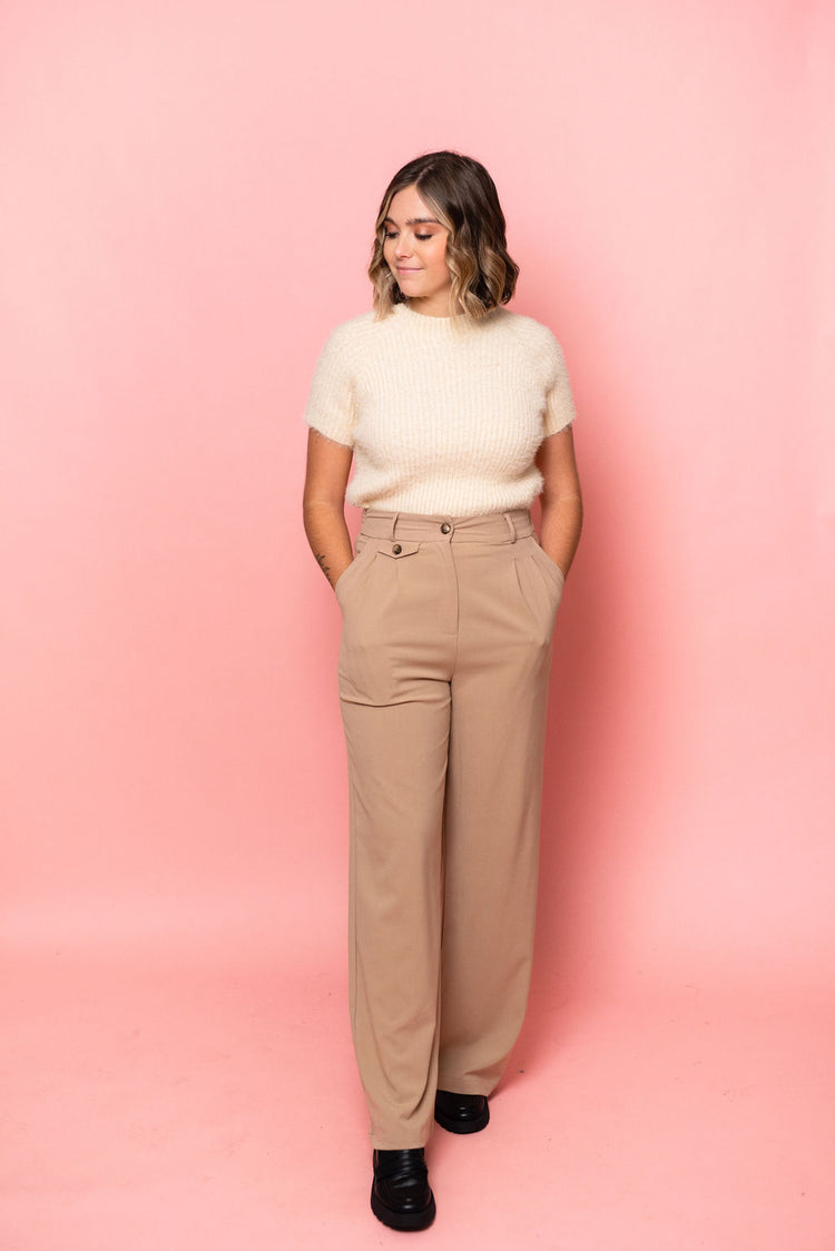Wide Leg Pants in Khaki
