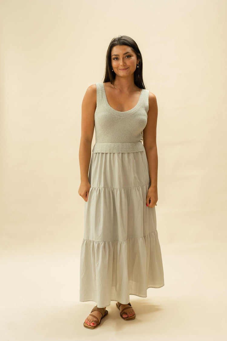 Knit Top Tiered Midi Dress