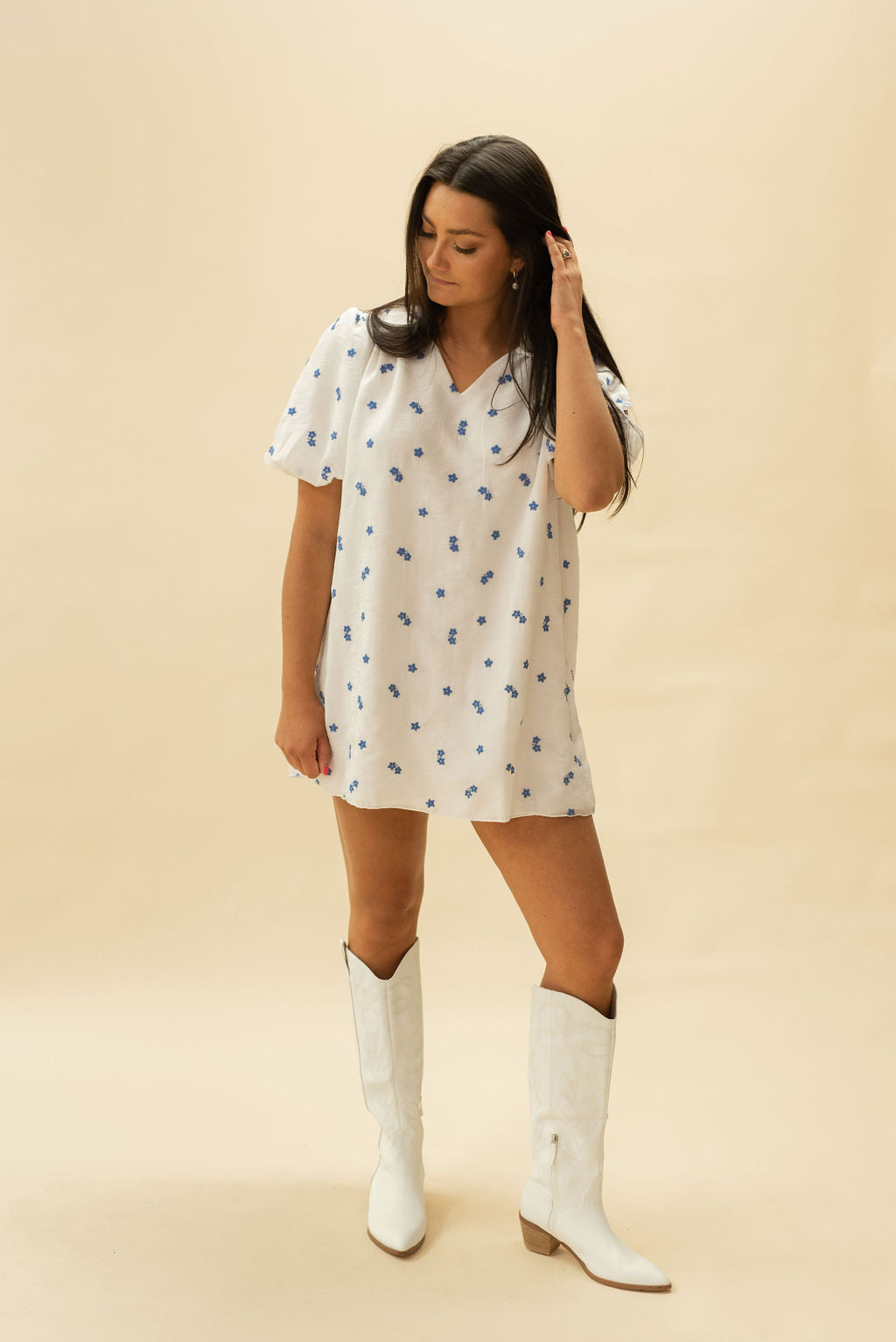 Blue Embroidered Daisy Shift Mini Dress Francis + Fern Blue Embroidered Daisy Shift Mini Dress Francis + Fern