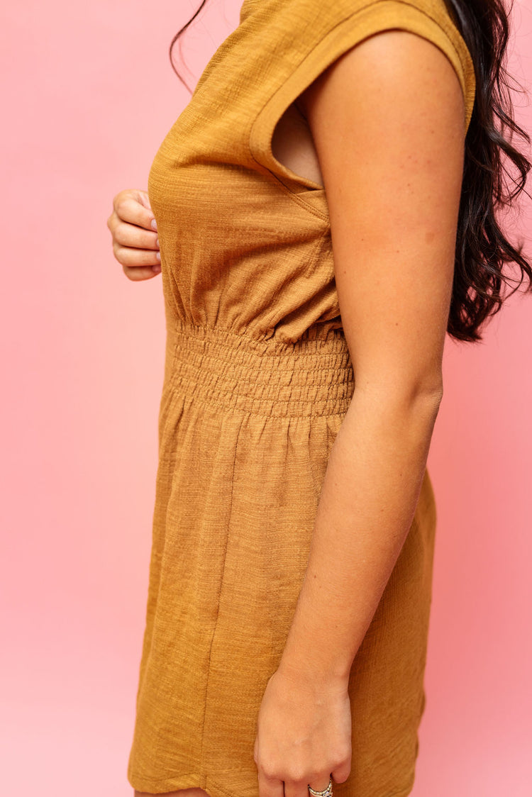 Z Supply Rowan Textured Mini Dress in Camel